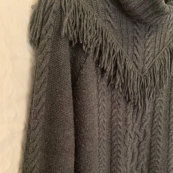 Joie Viviam Fringe Knit Wool/Cashmere Blend Turtleneck Cableknit Sweater - Picture 5 of 16